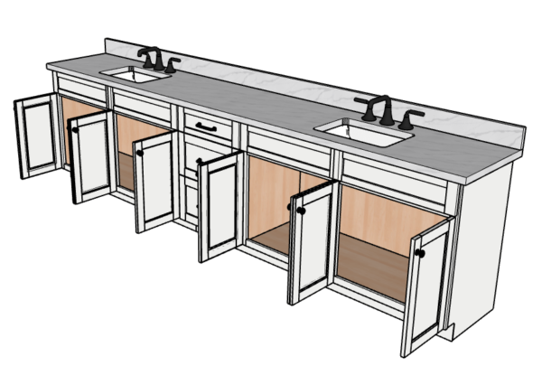 129 Inches to 132 Inches Vanity - 3D Decorative