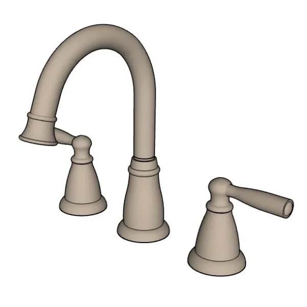 Banbury 8 in. Widespread Double Handle High Arc Bathroom Faucet 3D Decorative