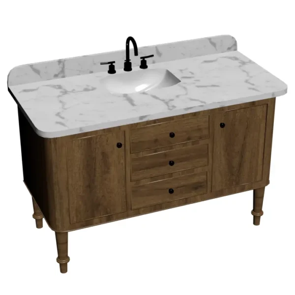 Collette 48 in Single Sink Cinnamon Oak 3D Decorative