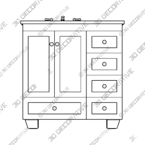 Acclaim Single Sink White Bath Vanity – 3D Decorative