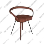 All Leather Chair with Sleek Black Finish and Tapered Frame 3D Models