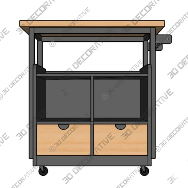 Alpay Wide Kitchen Island – 3D Decorative