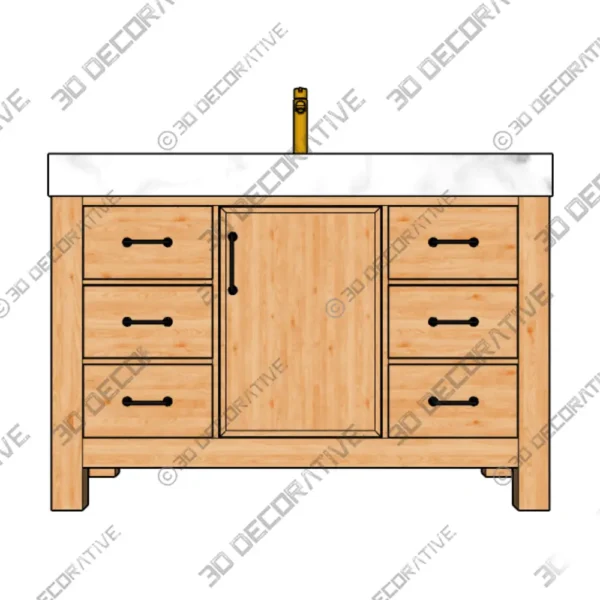 Ambree Single Bathroom Vanity with Engineered Marble Top - 3D Decorative