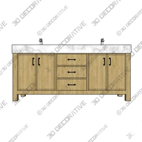 Aneysa Double Bathroom Vanity with Engineered Marble Top - 3D Decorative