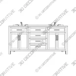 Angle Double Bathroom Vanity with Engineered Marble Top 3D Models