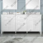 Angle Double Bathroom Vanity with Engineered Marble Top Sketchup Model
