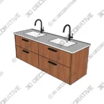 Aquatre Double Bathroom Vanity with Porcelain Top – 3D Decorative Aquatre Double Bathroom Vanity with Porcelain Top – 3D Decorative