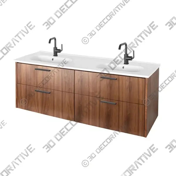 Aquatre Double Bathroom Vanity with Porcelain Top – Sketchup Model