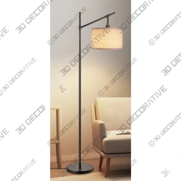 Arched Floor Lamp with Marble Base and Adjustable Shade