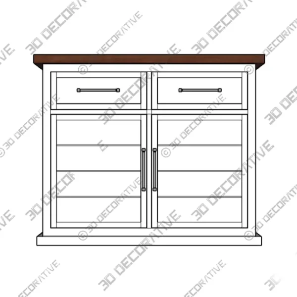 Bartlett Kitchen Island with White Wood Top – 3D Decorative