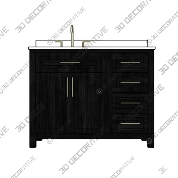 Beaufort Single Sink Black Bath Vanity – 3D Decorative