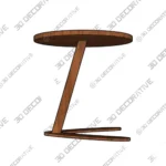 C Shaped Walnut End Table with Rounded Top - 3D Decorative C Shaped Walnut End Table with Rounded Top 3D Decorative
