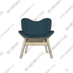 Conversation Piece Lounge Chair with Sculpted Wood Frame - 3D Decorative Conversation Piece Lounge Chair with Sculpted Wood Frame 3D Decorative