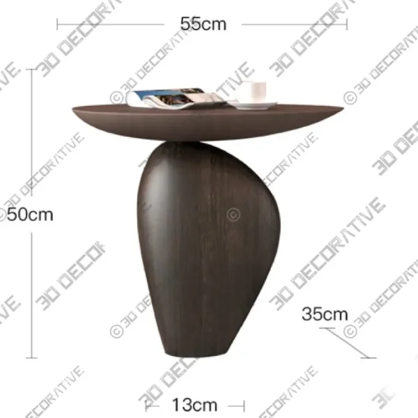 Curved Walnut Side Table in Nordic Minimalist Style