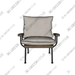 Declan Accent Chair with Tufted Back and Wood Legs Upholstered 3D Models