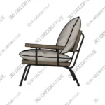 Declan Accent Chair with Tufted Back and Wood Legs Upholstered 3D SketchUp