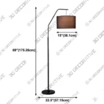 Eryn Cylindrical Floor Lamp in Metal and Fabric