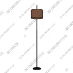 Eryn Cylindrical Floor Lamp in Metal and Fabric 3D Decorative