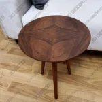Handmade Walnut Round End Table for Rustic Interiors