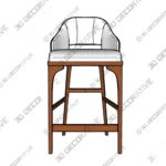 Inga Counter Stool in Modern Sculptural Wood Design -3D SketchUp Inga Counter Stool in Modern Sculptural Wood Design 3D SketchUp