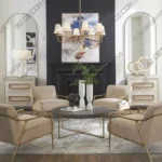 Kashmir Accent Chair with Sculpted Frame and Flared Arms