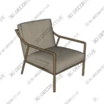 Kashmir Accent Chair with Sculpted Frame and Flared Arms 3D Models