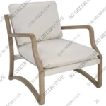 Melora Accent Chair in Ivory Fabric with Black Iron Frame