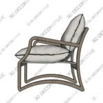 Melora Accent Chair in Ivory Fabric with Black Iron Frame 3D Models