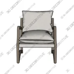 Melora Accent Chair in Ivory Fabric with Black Iron Frame 3D SketchUp