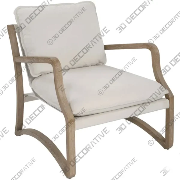 Melora Accent Chair in Ivory Fabric with Black Iron Frame