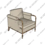 Merle Armchair in Weathered Walnut Beech Wood 3D Models
