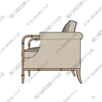 Merle Armchair in Weathered Walnut Beech Wood 3D SketchUp