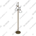 Mid Century Italian Style Brass Floor Lamp with Cone Shades - 3D Decorative Mid Century Italian Style Brass Floor Lamp with Cone Shades 3D Decorative