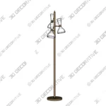 Mid Century Italian Style Brass Floor Lamp with Cone Shades -3D Models Mid Century Italian Style Brass Floor Lamp with Cone Shades 3D Models