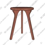 Mid Century Walnut Round Side Table for Living Spaces - 3D Decorative Mid Century Walnut Round Side Table for Living Spaces 3D Decorative