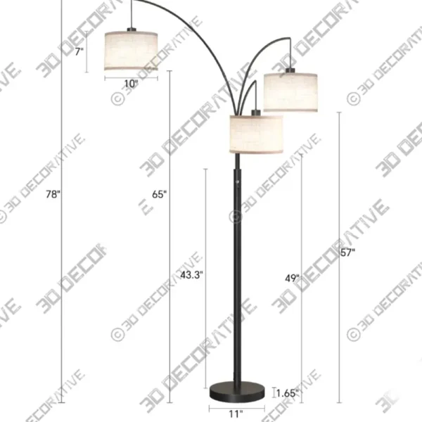 Modern Arc Tree Floor Lamp 3 Adjustable Lights