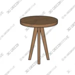 Modern Walnut Round Tripod Table with Tapered Legs 3D Models