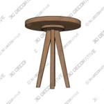 Modern Walnut Round Tripod Table with Tapered Legs 3D SketchUp