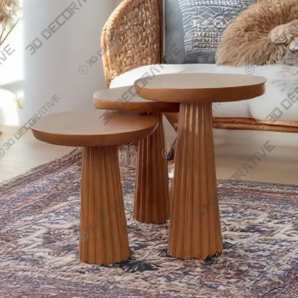 Mushroom Shaped Wooden Side Table for Living Spaces