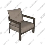 Sienna Accent Chair With Warm Beige Upholstery and Wood Base 3D Decorative