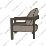 Sienna Accent Chair With Warm Beige Upholstery and Wood Base 3D Models