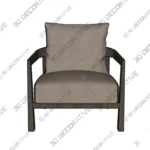 Sienna Accent Chair With Warm Beige Upholstery and Wood Base 3D SketchUp