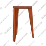 Three Legged Cherry Wood Stool for Rustic Interiors - 3D Decorative Three Legged Cherry Wood Stool for Rustic Interiors 3D Decorative