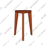 Three Legged Cherry Wood Stool for Rustic Interiors - 3D SketchUp Three Legged Cherry Wood Stool for Rustic Interiors 3D SketchUp