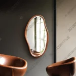 Walnut Wooden Frame Mirror Handcrafted Organic Wall Accent