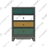 American Traditional Storage Chest Wooden Dresser - 3D Decorative American Traditional Storage Chest Wooden Dresser 3D Decorative