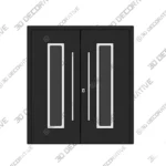 Black Double Steel Door Prehung Commercial Grade - 3D Decorative Black Double Steel Door Prehung Commercial Grade 3D Decorative