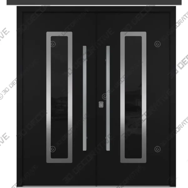 Black Double Steel Door Prehung Commercial Grade