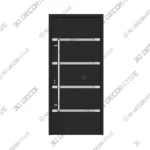 Black Enamel Steel Door with Stainless Inserts Deux 1105 3D Decorative