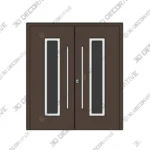 Brown Double Steel Door Nova Inox S1 Prehung Set - 3D Decorative Brown Double Steel Door Nova Inox S1 Prehung Set 3D Decorative